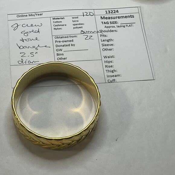 J. Crew JCREW signed bangle bracelet gold tone heavy classic preppy versatile - Picture 9 of 9